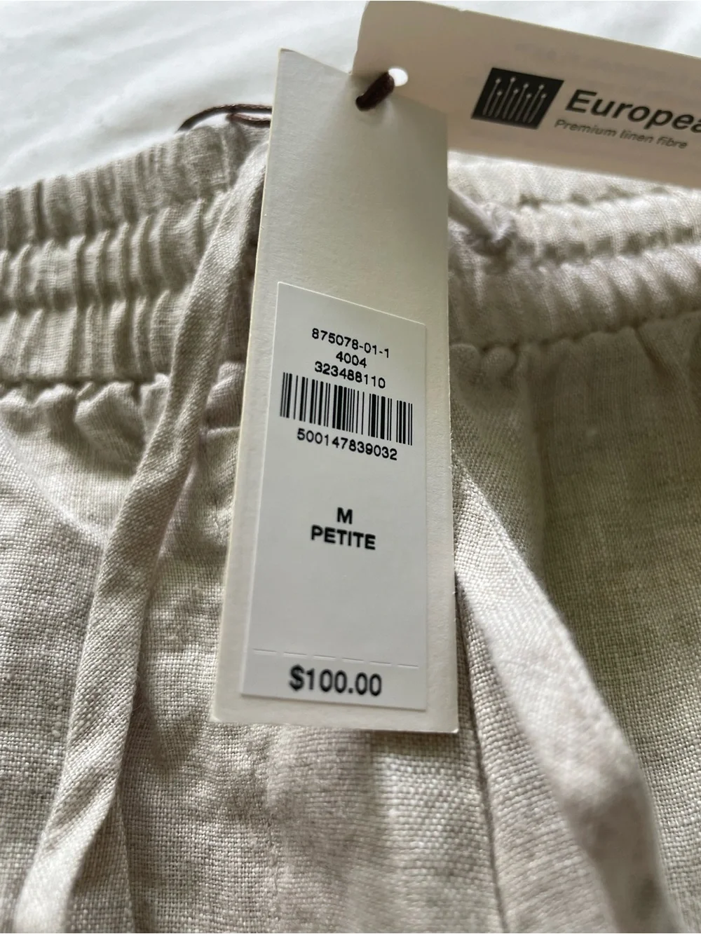 Banana Republic Natural Linen Wide-Leg Pants